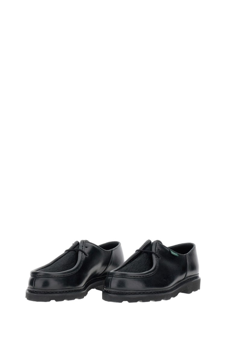 Paraboot Black Ponyskin Leather Lace-Up Loafers