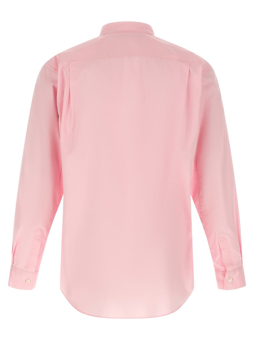 Comme Des Garçons Cotton Poplin Shirt With Contrasting Inserts And Asymmetric Hem
