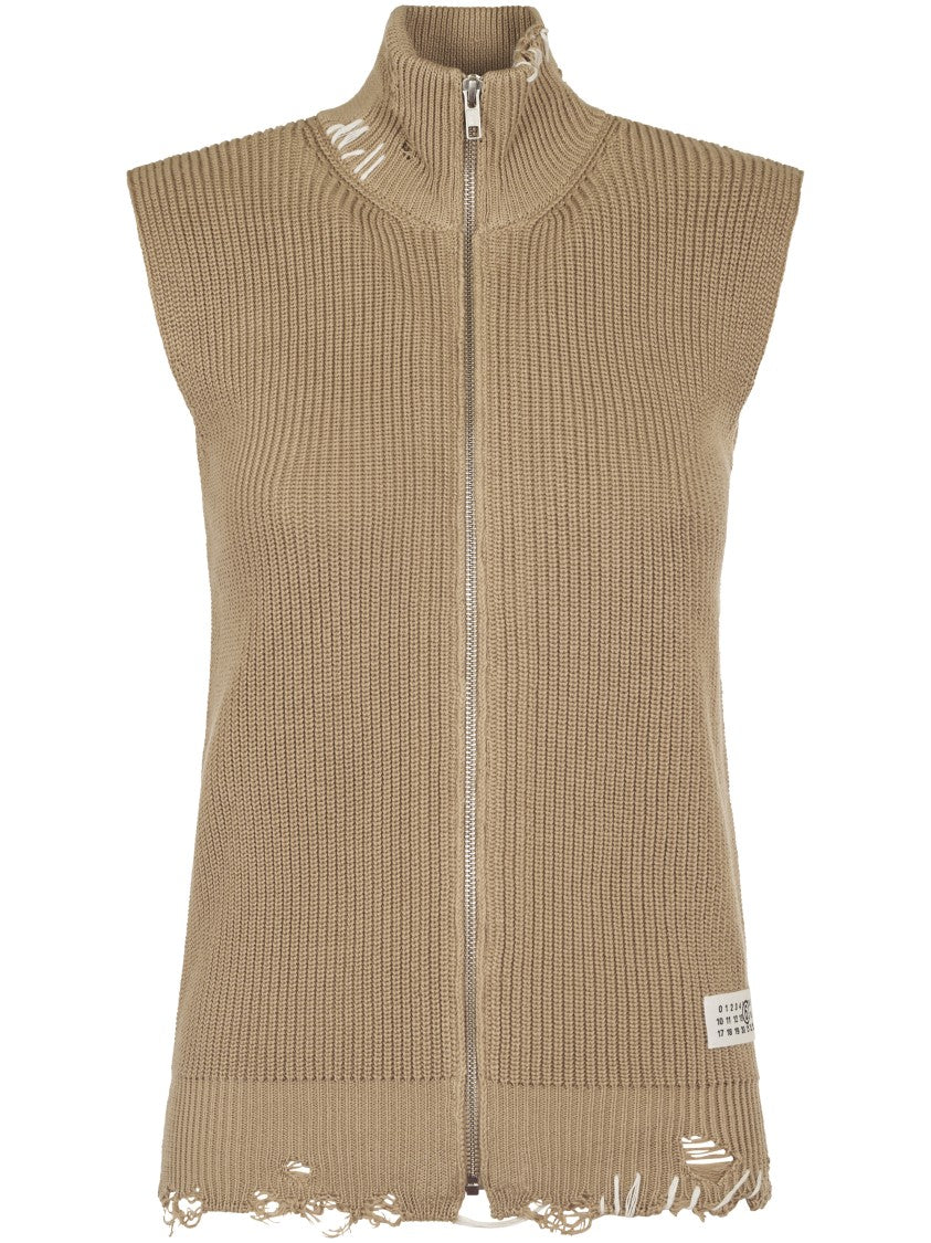 Mm6 By Maison Margiela Sleeveless Gilet With High Collar