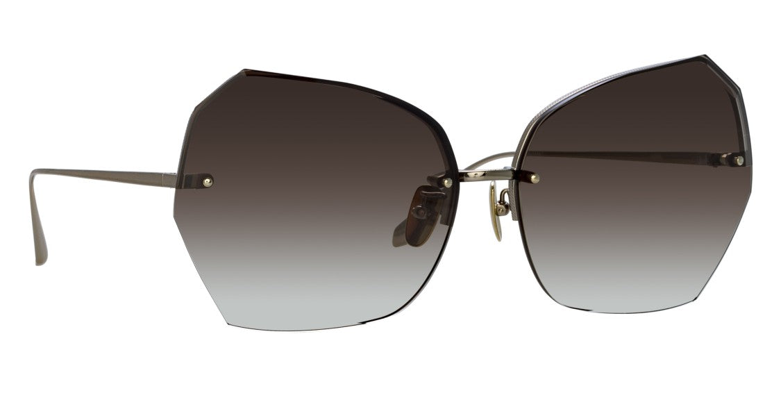 Linda Farrow Lfl Oversized Geometric Sunglasses With Minimalistic Titanium Frame