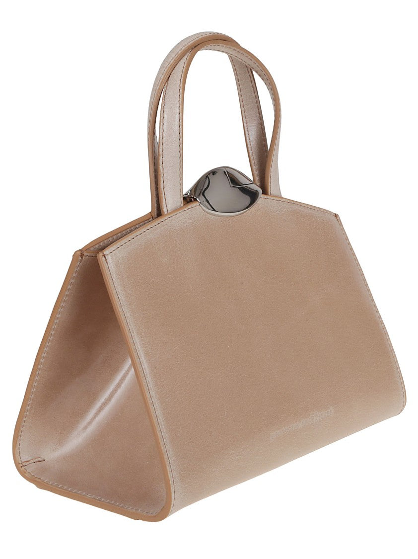 Benedetta Bruzziches Structured Calf Leather Clutch With Rhinestone Detailing