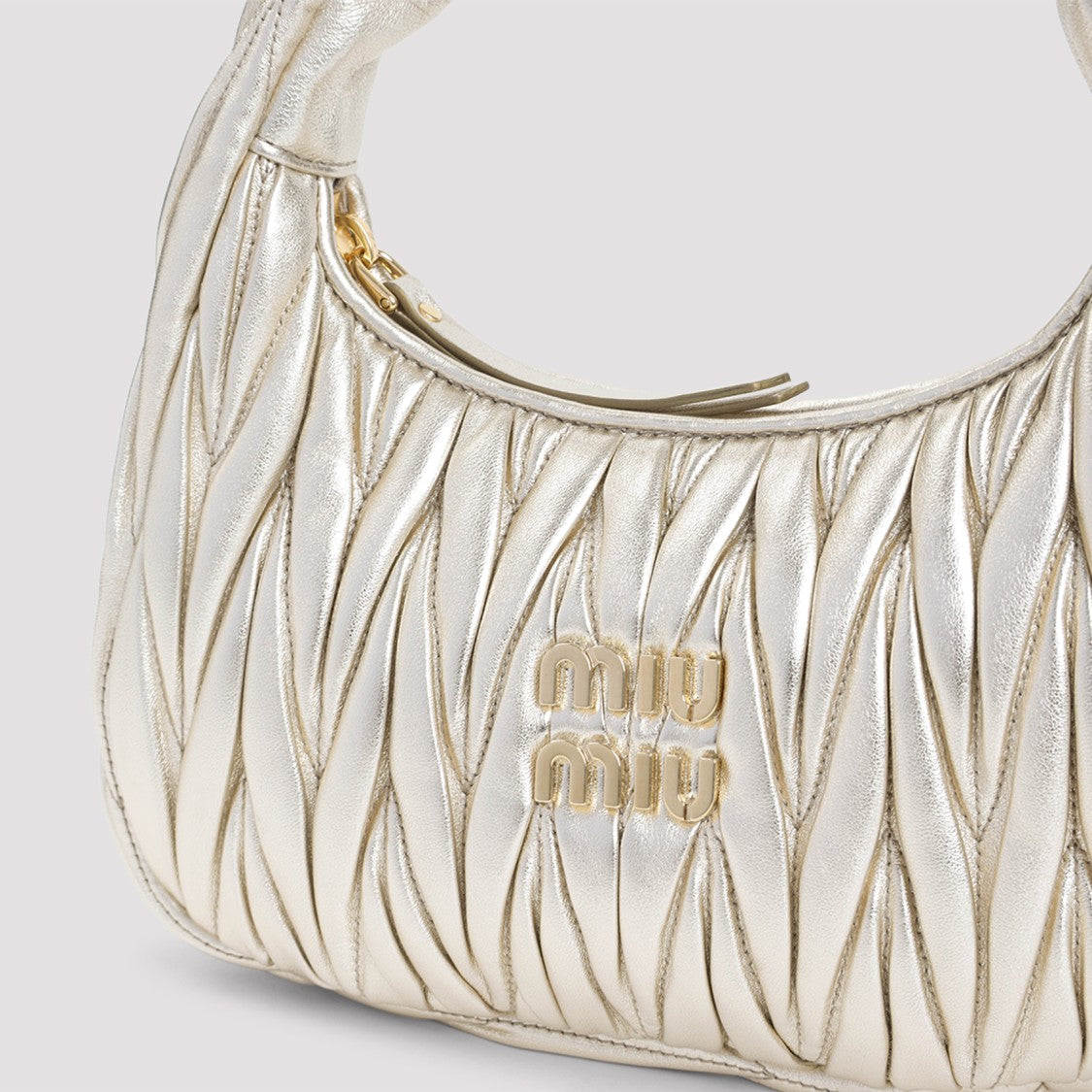 Miu Miu Quilted Metallic Lamb Leather Handbag