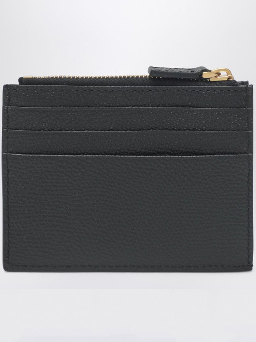 Valentino Black Vlogo Signature Textured Coin Case