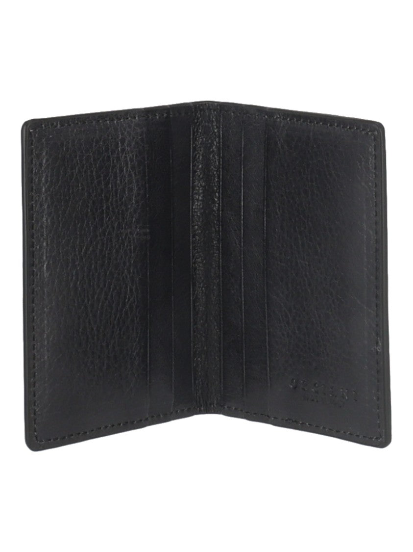 Claudio Orciani Lagoon Metallic Emblem Textured Calf Leather Card Holder