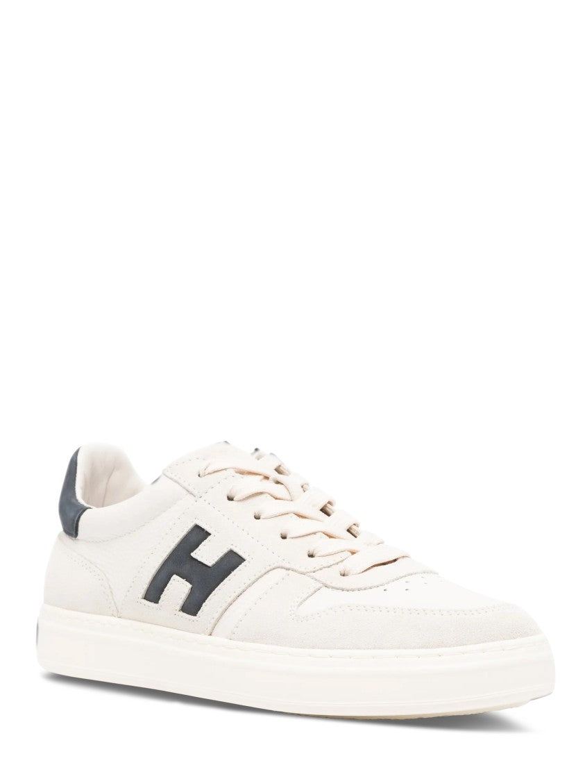 Hogan Low-Top Calfskin Sneakers With Contrasting Heel And Signature Logo