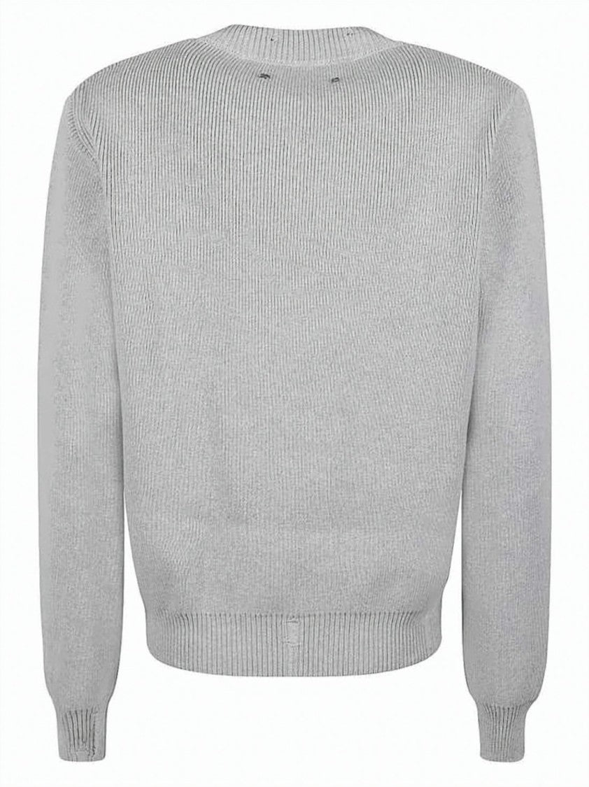 Golden Goose Round Neck Cotton Sweater With Distressed Details
