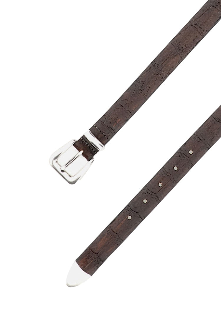 Alberto Luti Textured Brown Leather Belt