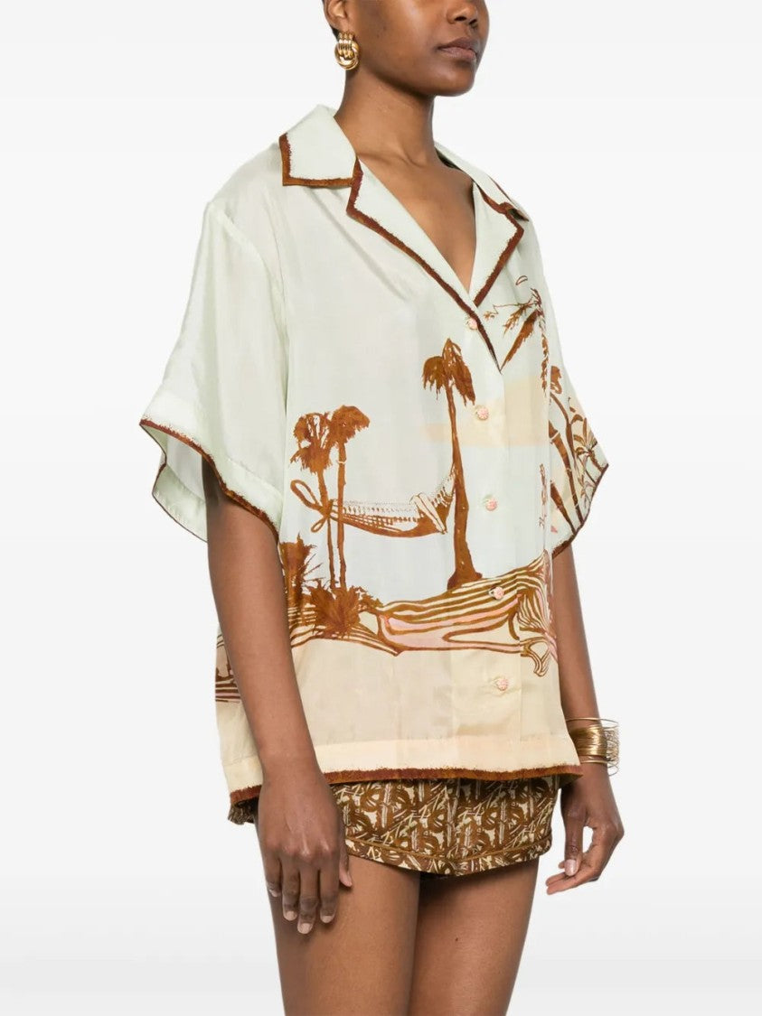 Zimmermann Tropical Print Silk Shirt