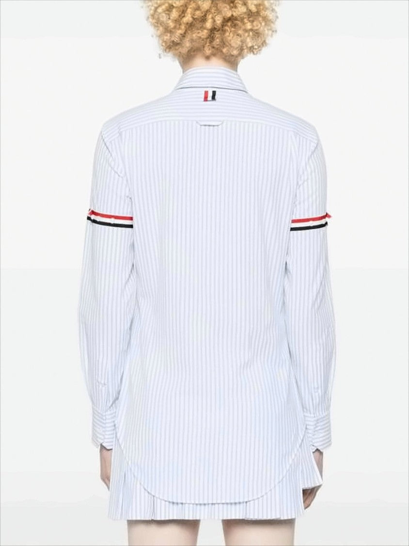 Thom Browne Long-Sleeved Vertical Stripe Shirt With Signature Detailing