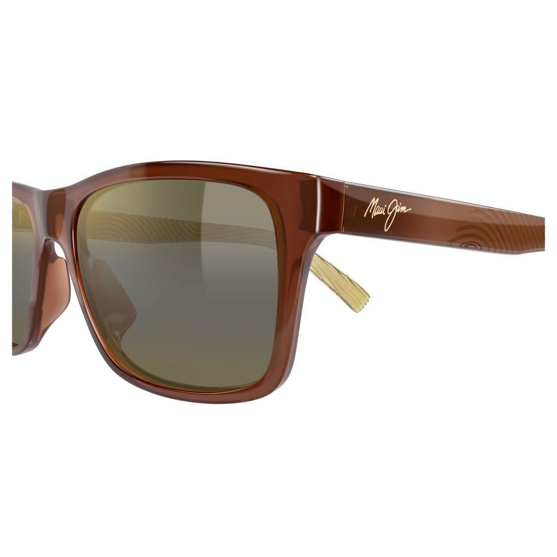 Maui Jim Kowelo Rectangular Frame Sunglasses With Glossy Brown Finish