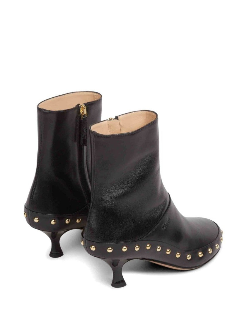 Chloé Black Junie Lambskin Studs Spool Boots