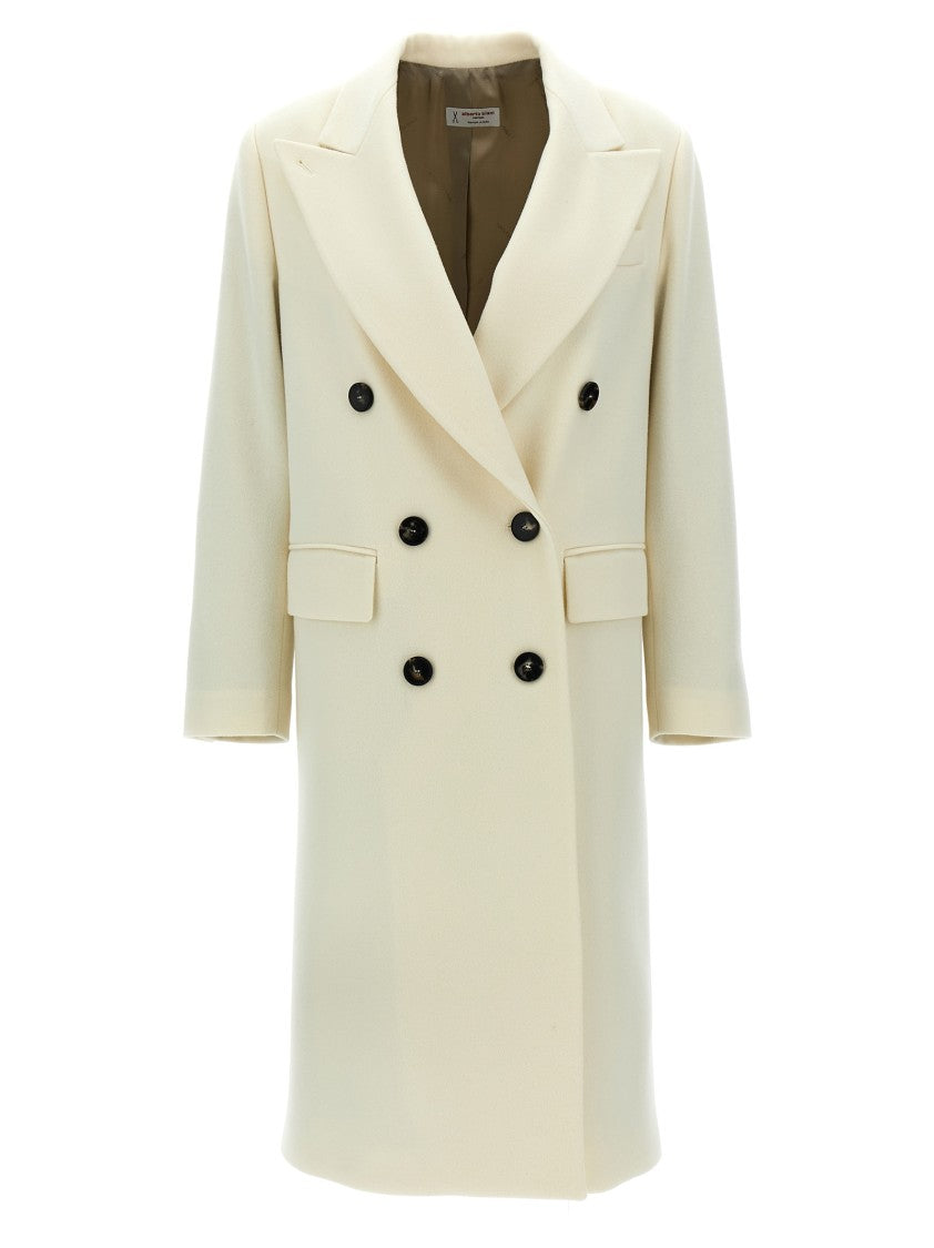 Alberto Biani Double-Breasted Wool Coat With Peak Lapels
