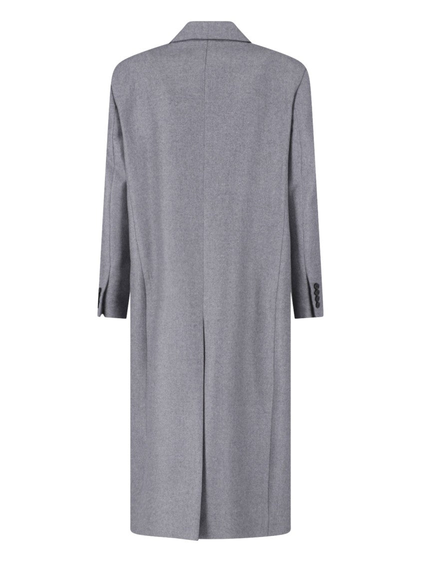 Lardini Grey Cashmere Double-Breasted Coat