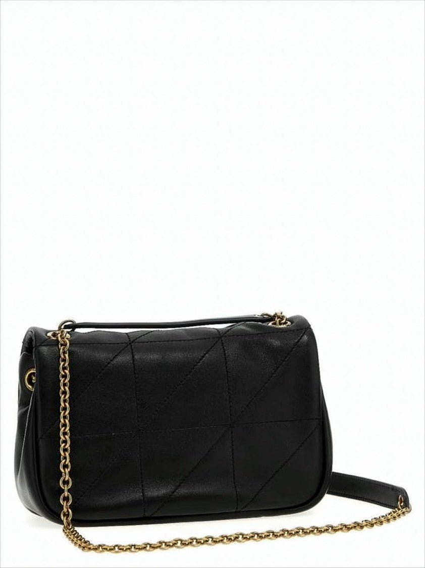 Saint Laurent Geometric Stitching Shoulder Bag With Gold Hardware