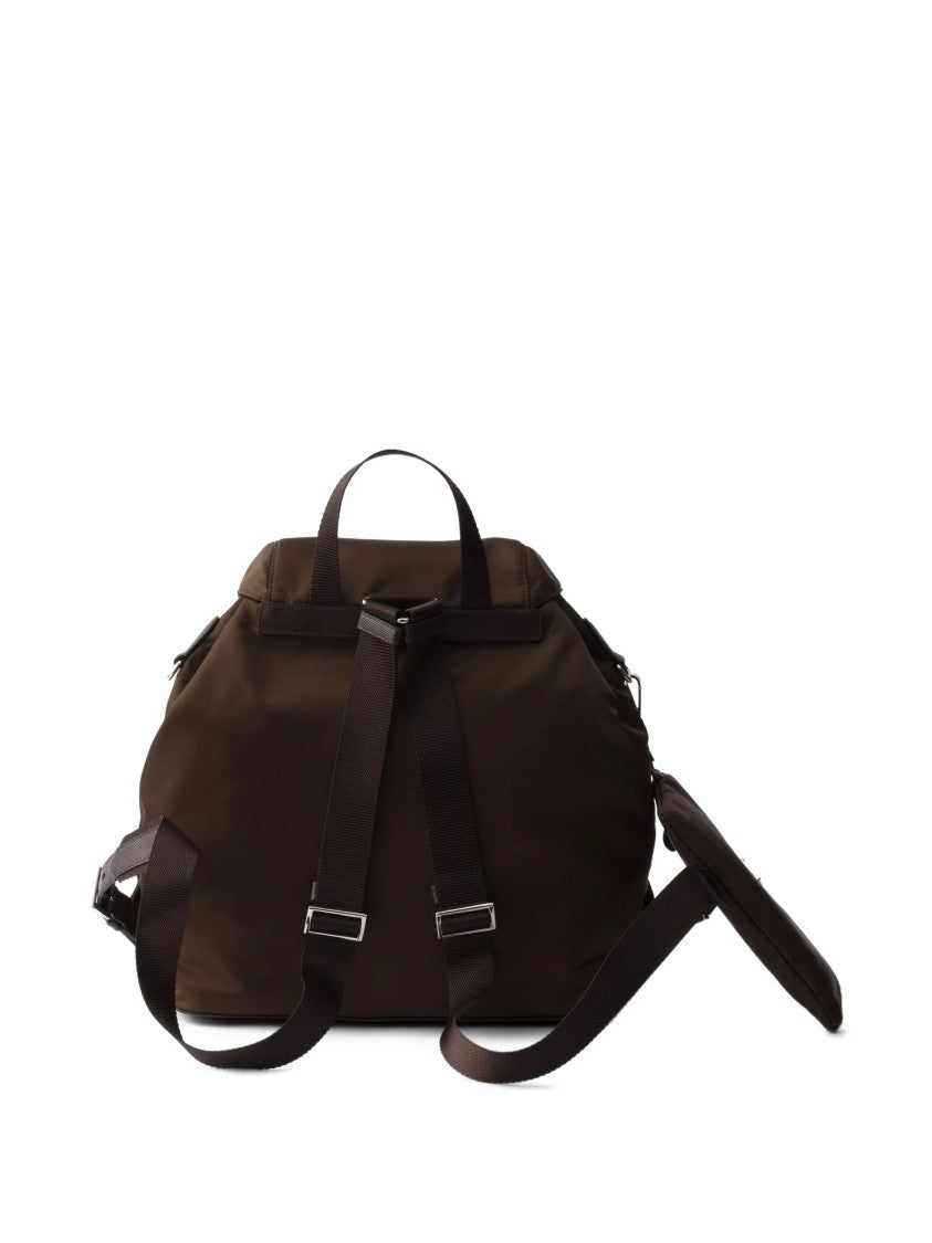 Prada Structured Re-Nylon Medium Backpack With Buckle Closure And Front Pockets