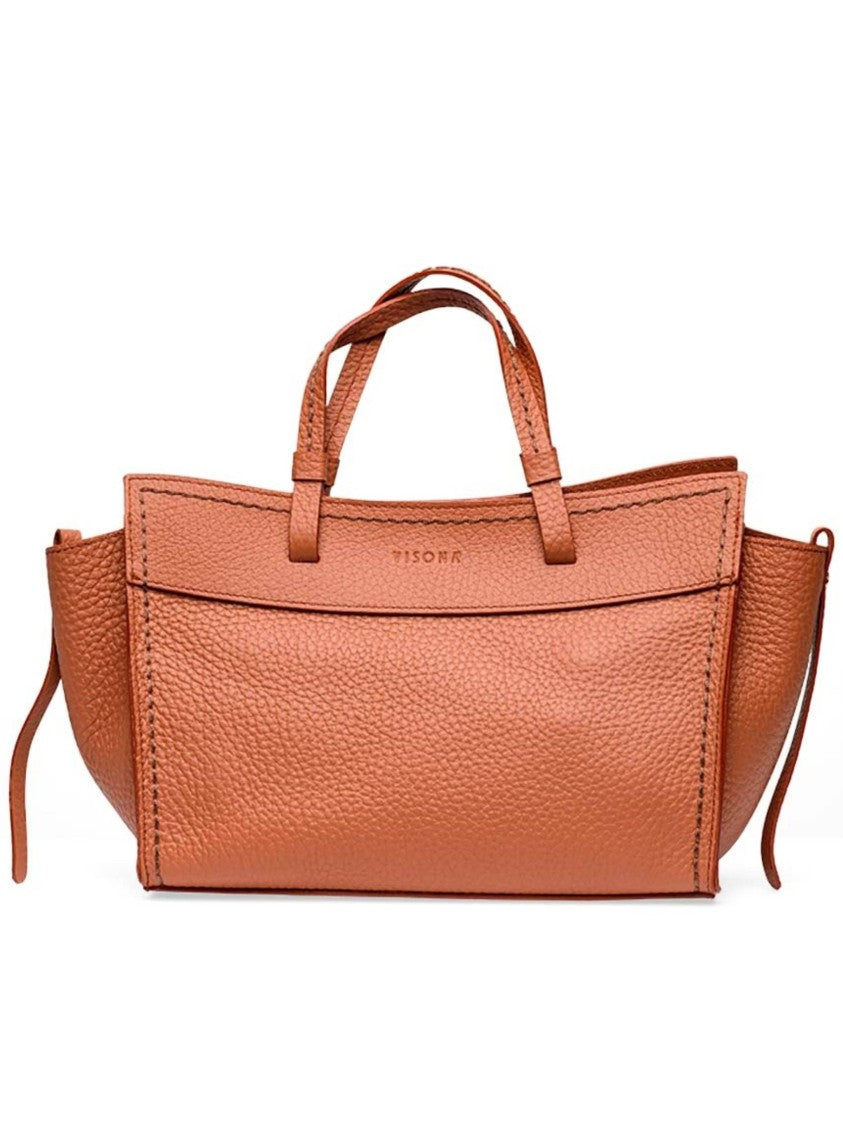 Visona` Premium Textured Leather Flared Handbag