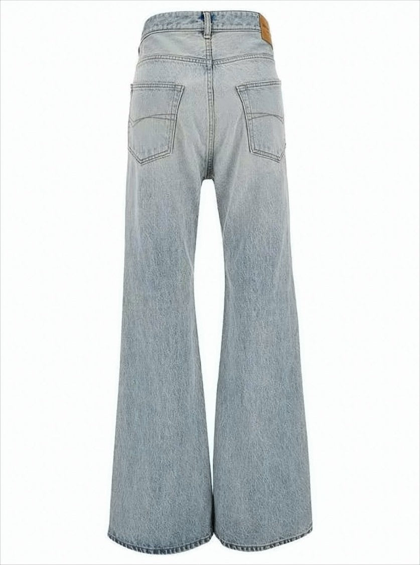Balenciaga High-Waisted Flared Denim Pants With Five-Pocket Design