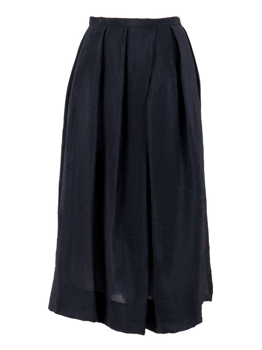 Emporio Armani Black Flared Soft Pleated Skirt