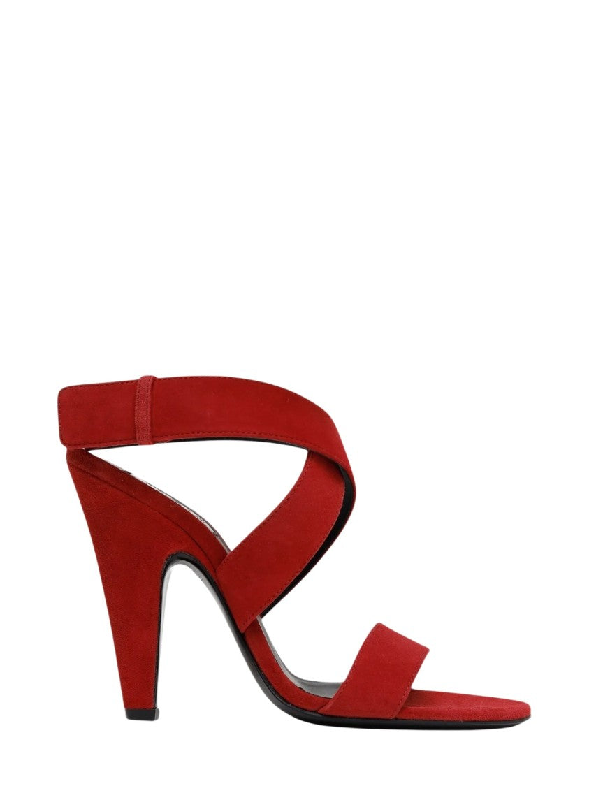 Alaïa Cone-Heel Supportive Straps Suede Sandals