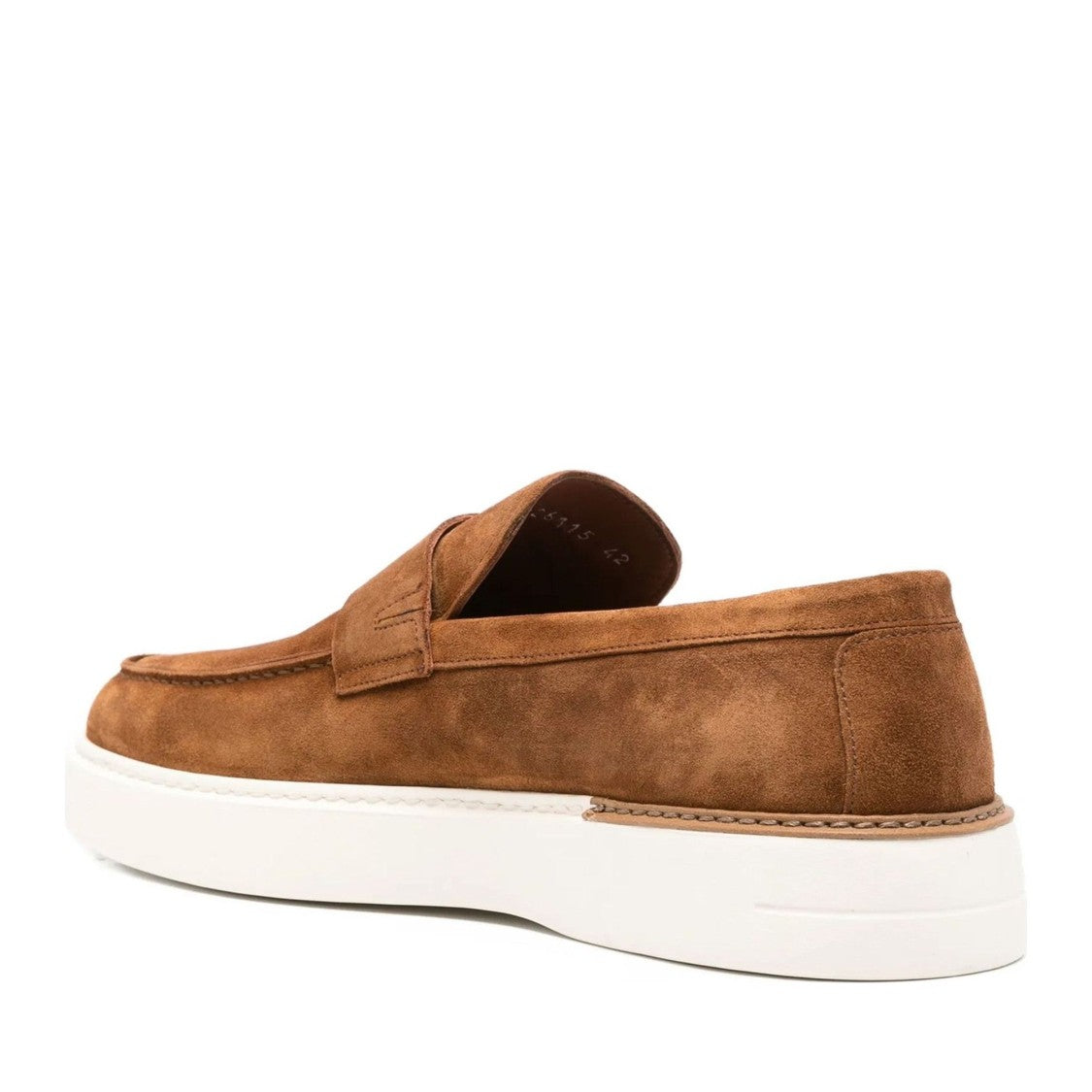John Harrison Brown Suede Penny Strap Rubber Sole Loafers
