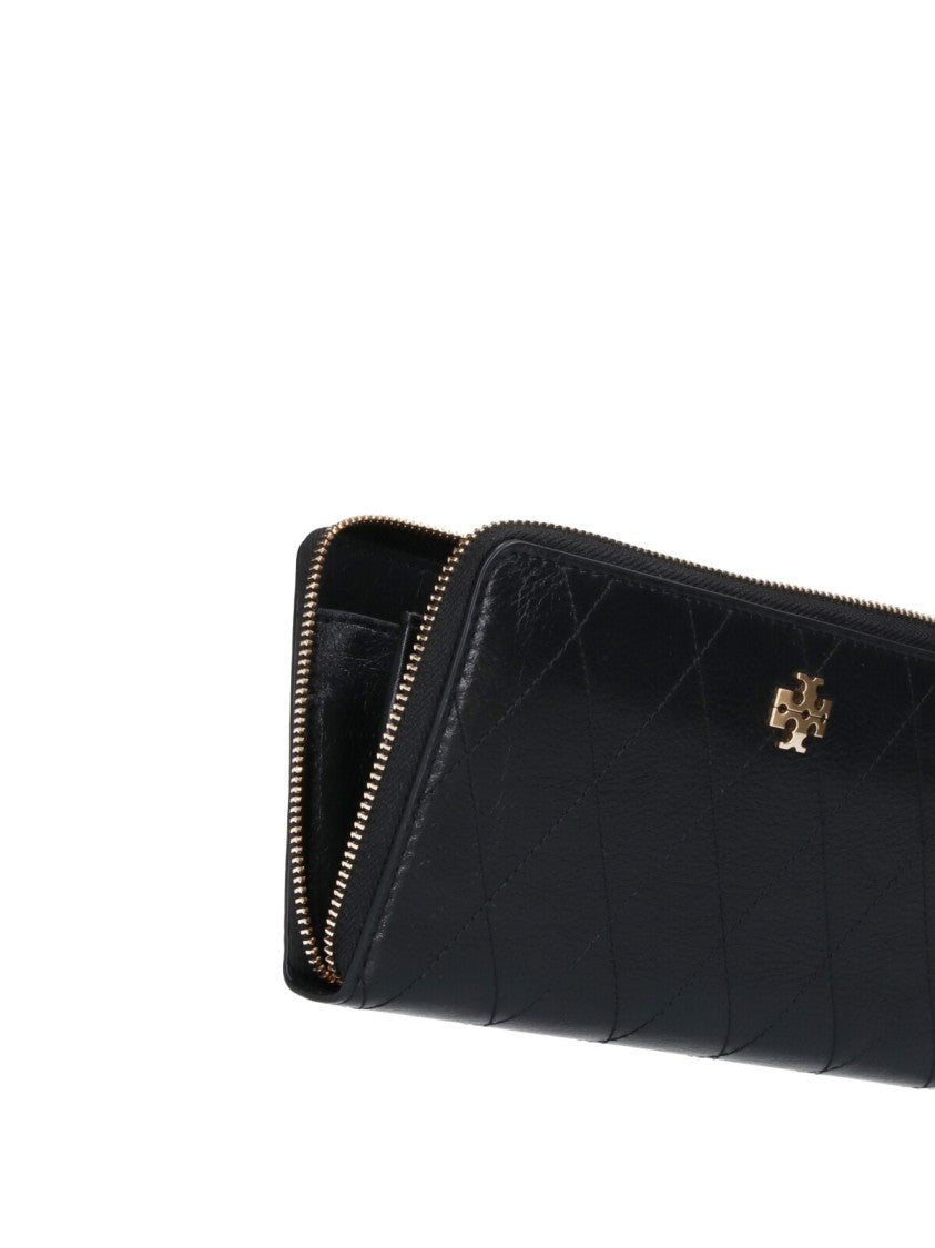 Tory Burch Black Charlie Zip-Around Leather Wallet