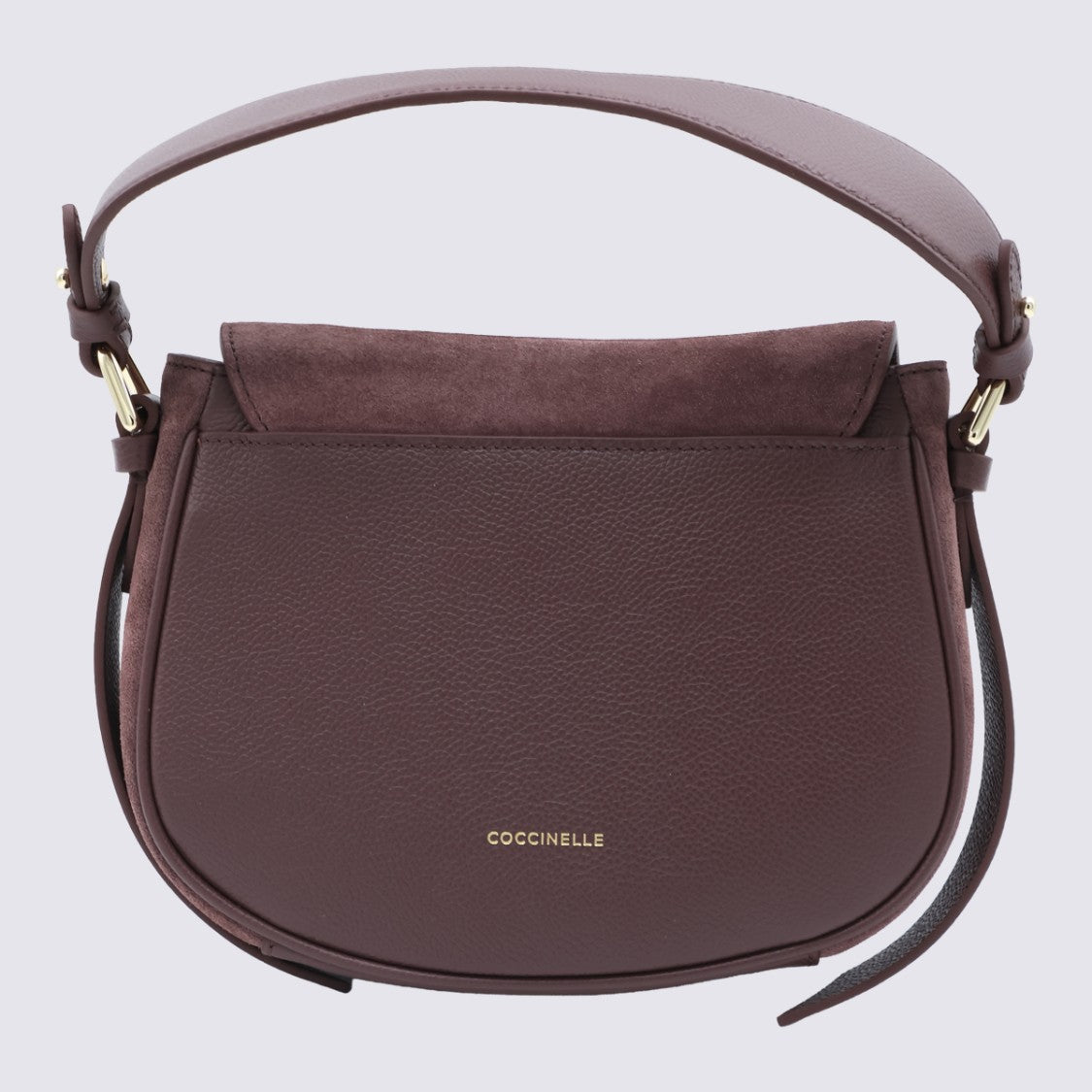 Coccinelle Structured Brown Leather Handbag With Gold-Tone Hardware