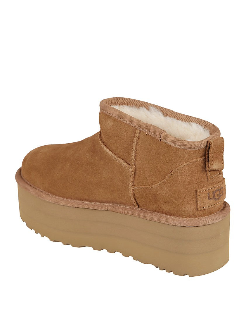 Ugg Suede Leather Ankle Boots With Plush Interior