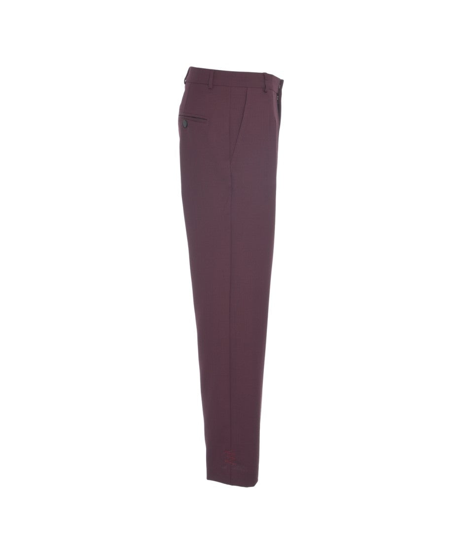 Amaranto Straight-Cut Violet Chino Trousers With Classic Waistband