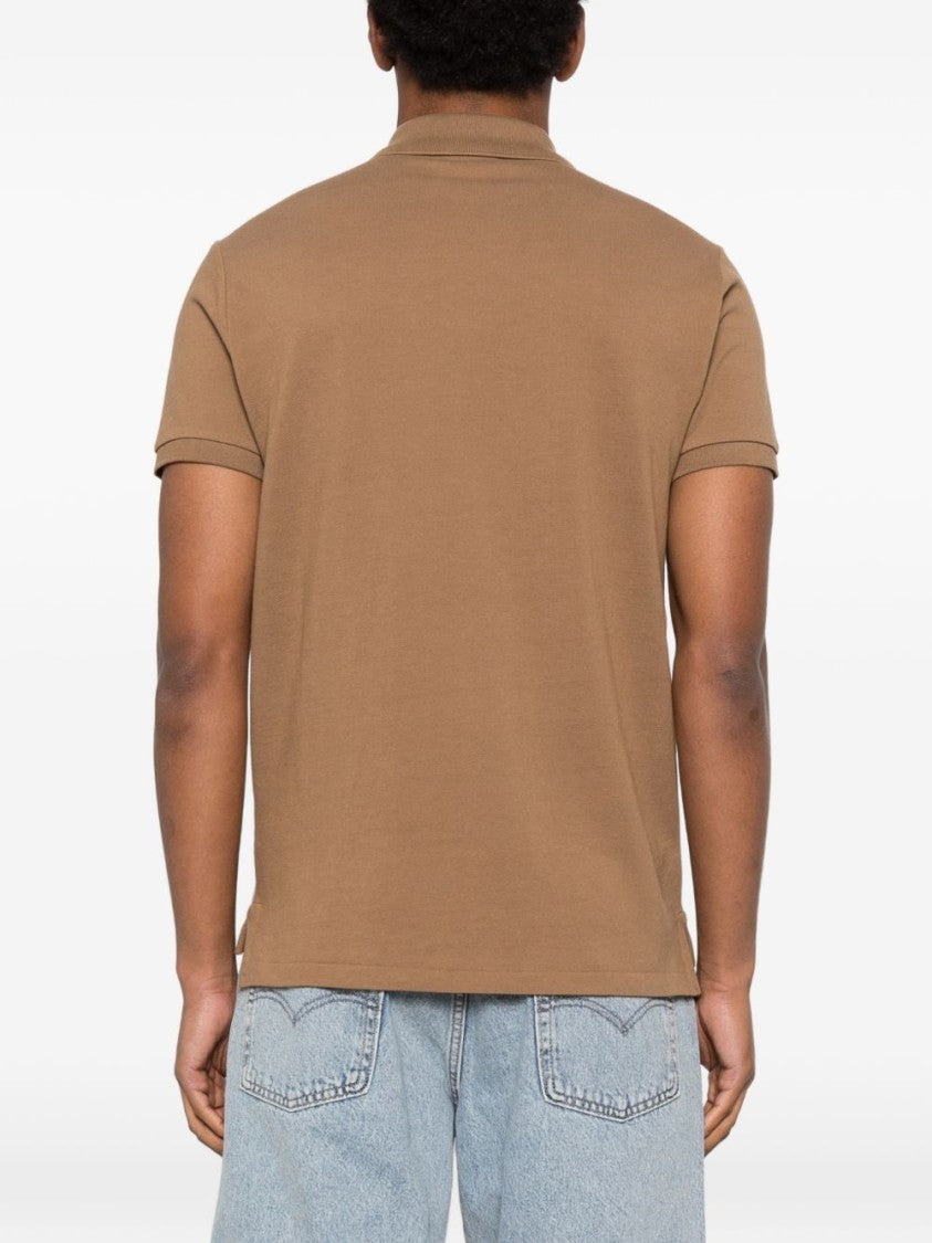 Polo Ralph Lauren Classic Brown Polo Shirt With Textured Knit Fabric
