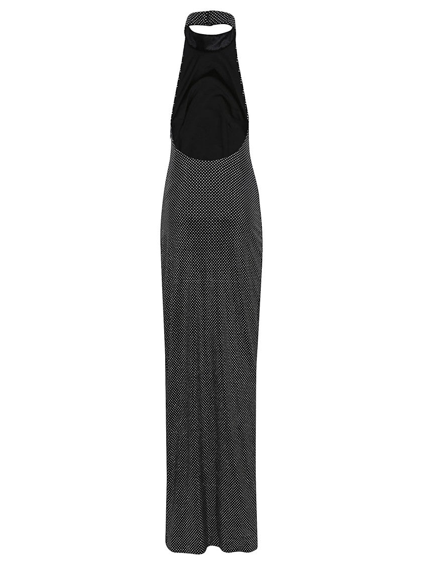 Balmain Halterneck Velvet Strass Long Dress
