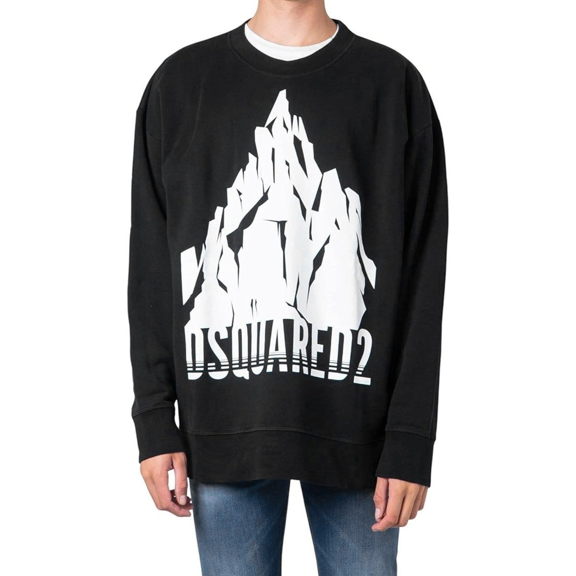 Dsquared2 Black Cotton Sweatshirt With Bold Logo Graphics
