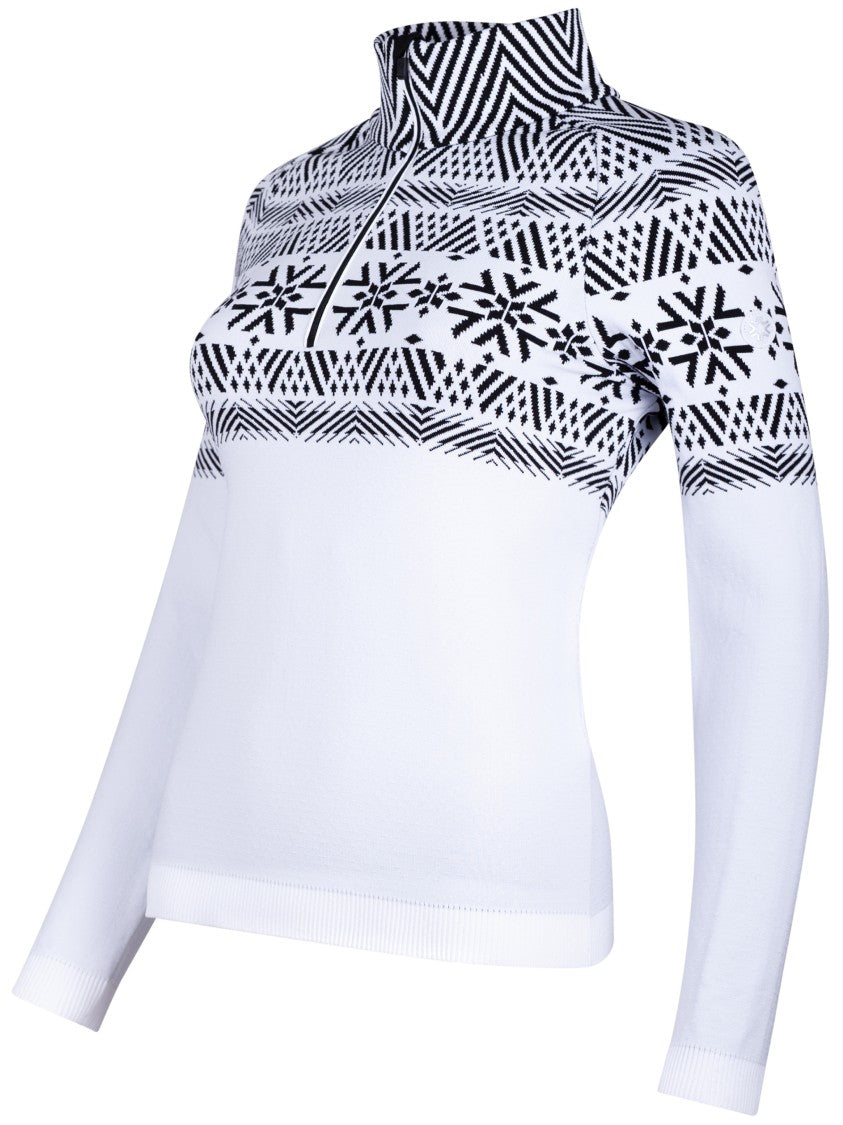 Newland Long-Sleeved Geometric Pattern Top With High Collar