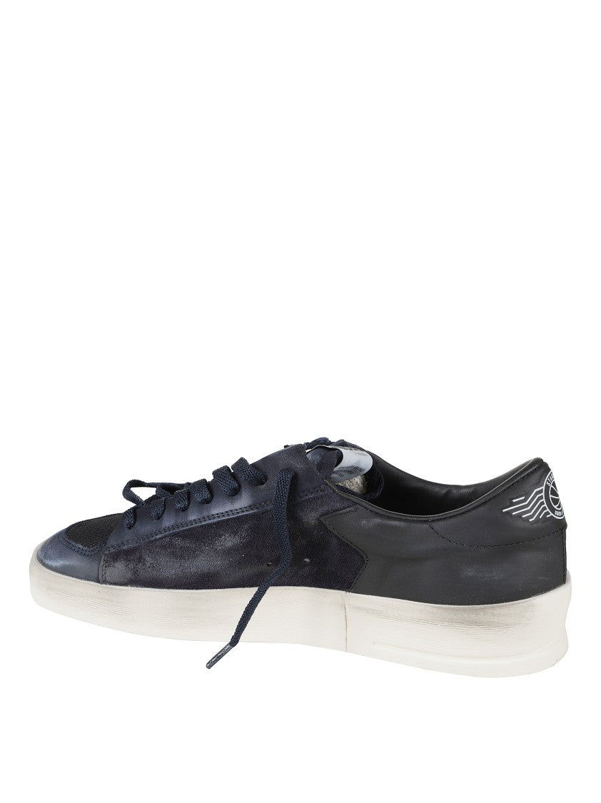 Golden Goose Dark Blue Mesh And Leather Sneakers With Iconic Star Logo