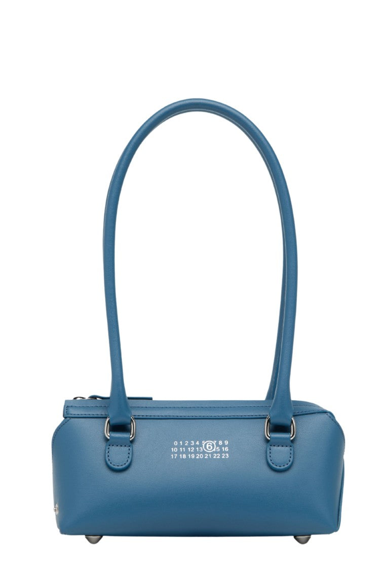 Mm6 By Maison Margiela Blue New Bauletto J Mini Double Top Handle Leather Shoulder Bag
