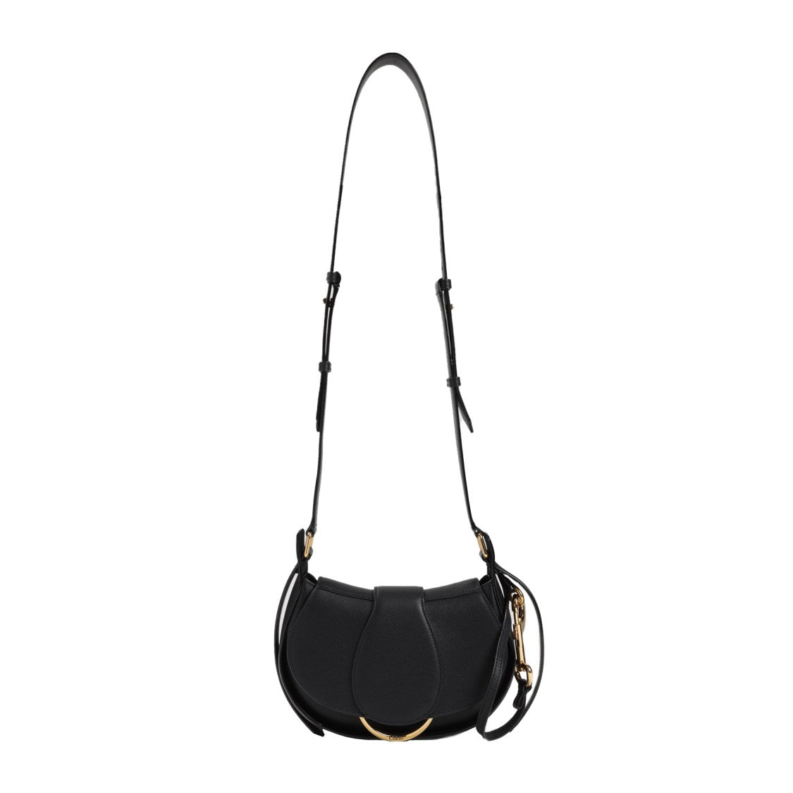 Chloé Black Camel Leather Curved Shoulder Bag