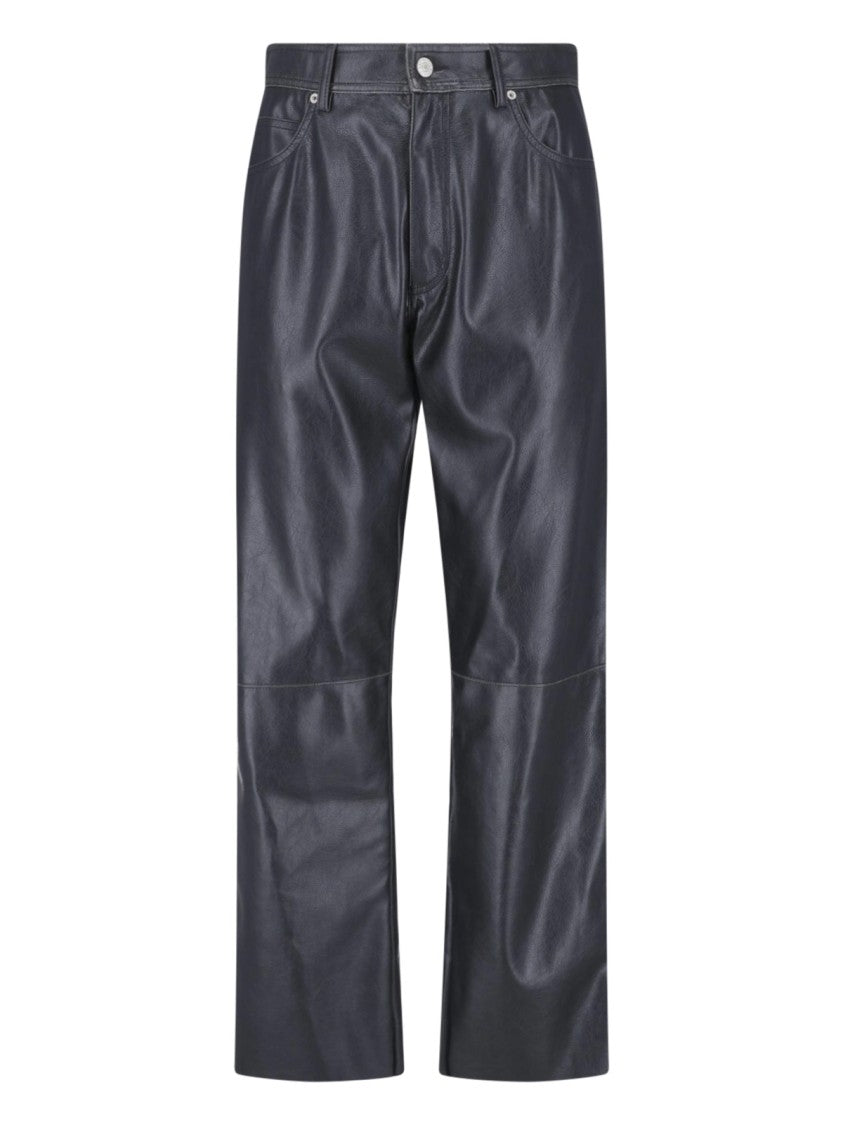 Mm6 By Maison Margiela Black Faux Leather Straight-Leg Pants
