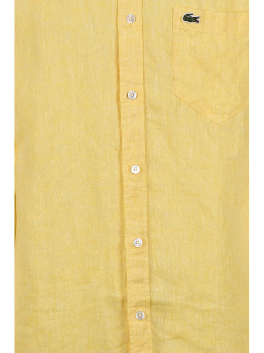 Lacoste Yellow Regular Fit Linen Shirt