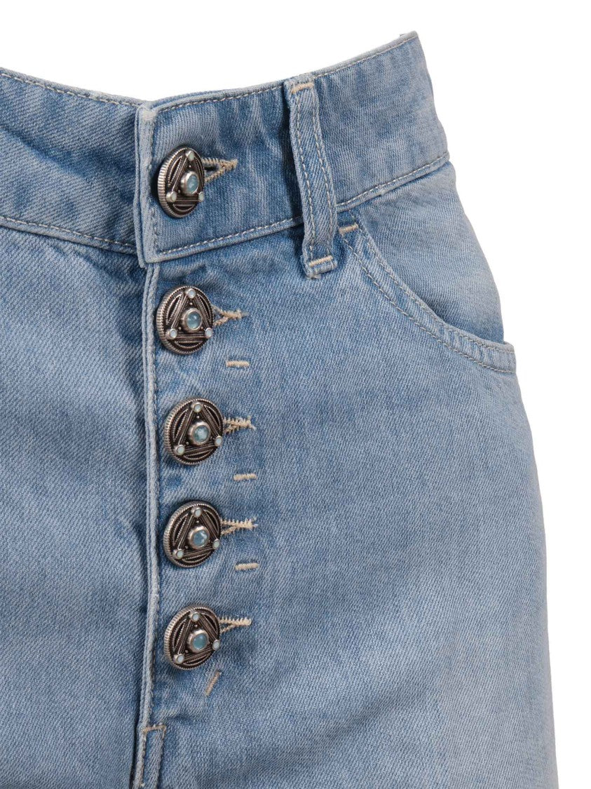 Dondup Light Blue Cropped Straight-Leg Pants