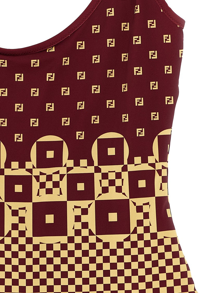 Fendi Micro Patchwork One-Piece Swimsuit