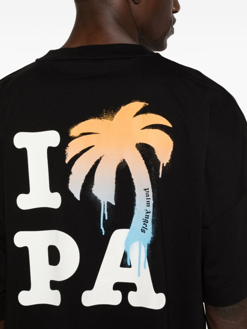 Palm Angels Oversized T-Shirt With Gradient Palm Tree Graphic