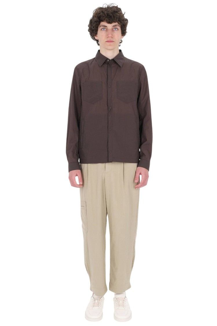 Herno Brown Embossed Nylon Overshirt Jacket