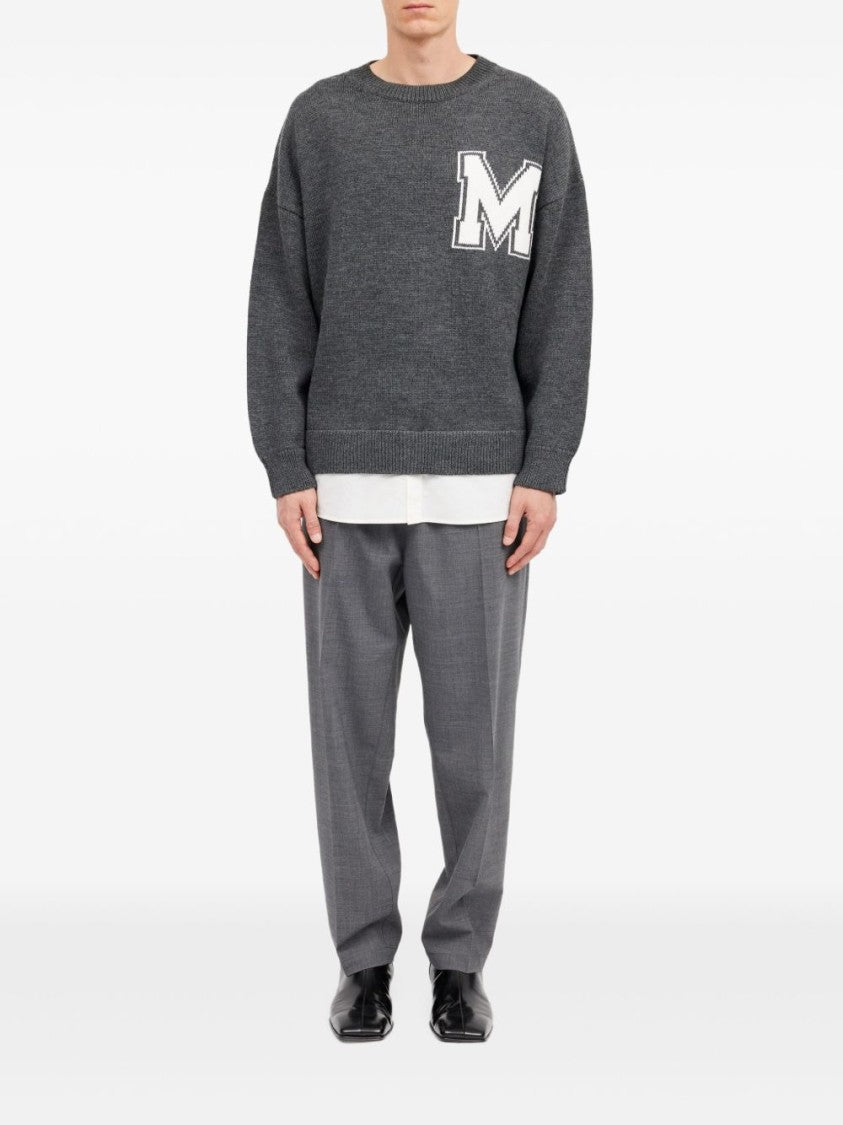 Mm6 By Maison Margiela Grey Crewneck Initial Sweater