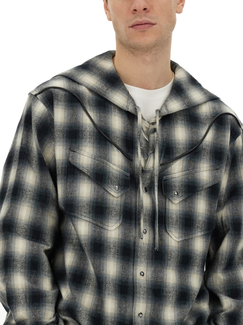 Aïe Hooded Cotton Plaid Shirt