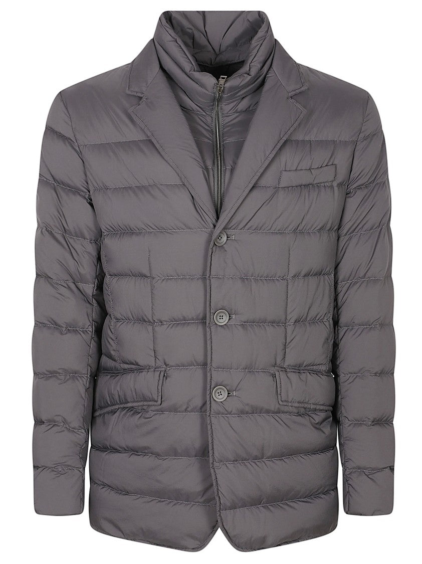 Herno Quilted Padded Jacket With Notched Lapel And Flap Pockets