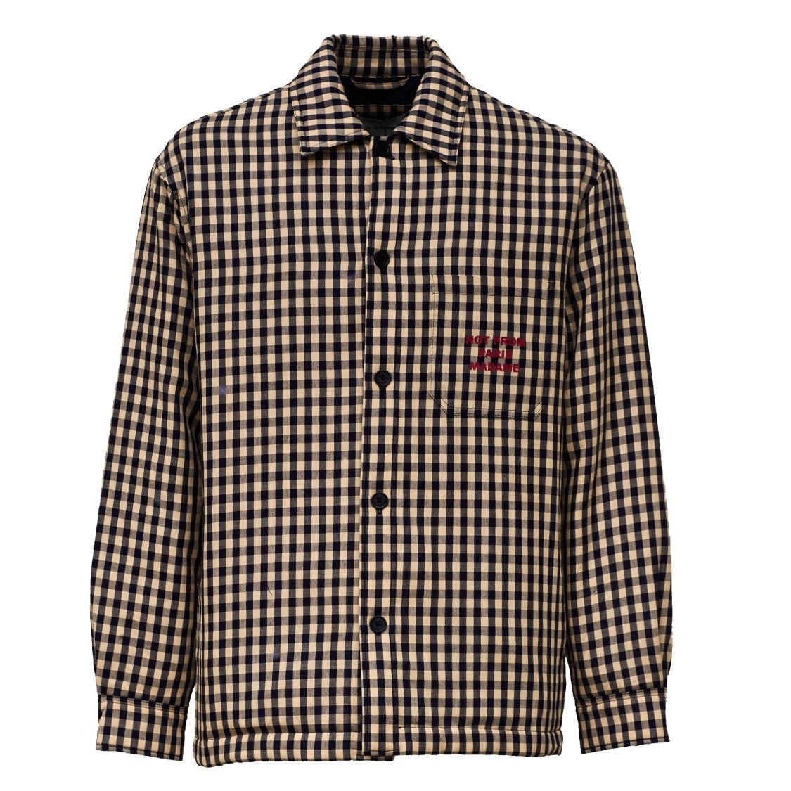 Drôle De Monsieur Padded Check Overshirt With Slogan Print