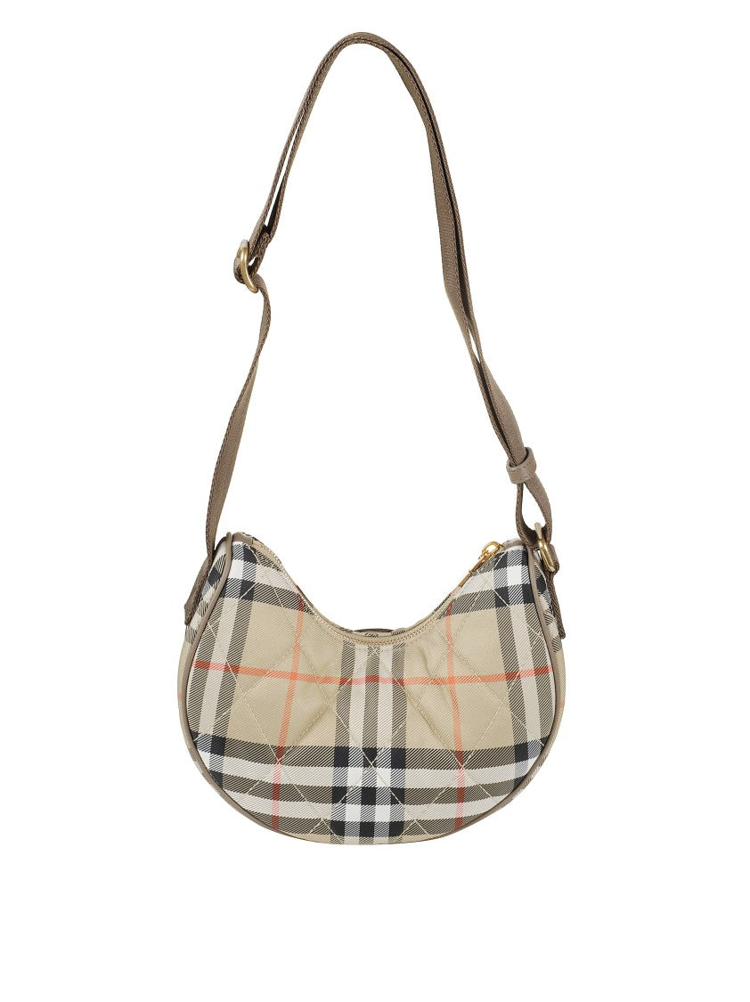 Burberry Curved Shoulder Bag With Classic Check Pattern And Gold-Tone Hardware