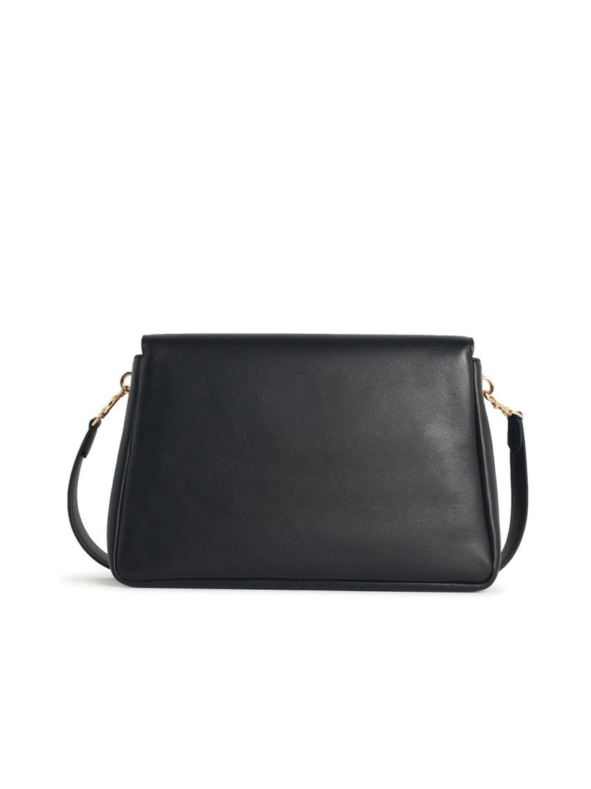 Tory Burch 'Charlie' Medium Shoulder Bag In Black Leather