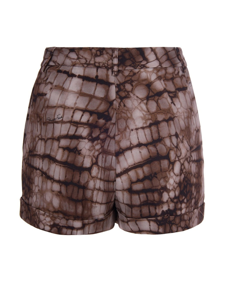 Elisabetta Franchi Cuffed Jersey Shorts With Alligator-Inspired Print