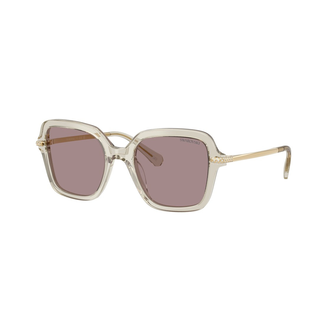 Swarovski 0Sk6040 Square Acetate Sunglasses With Translucent Beige Frame