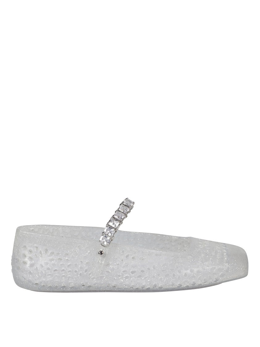Jimmy Choo Transparent Upper Flats With Sparkling Strap